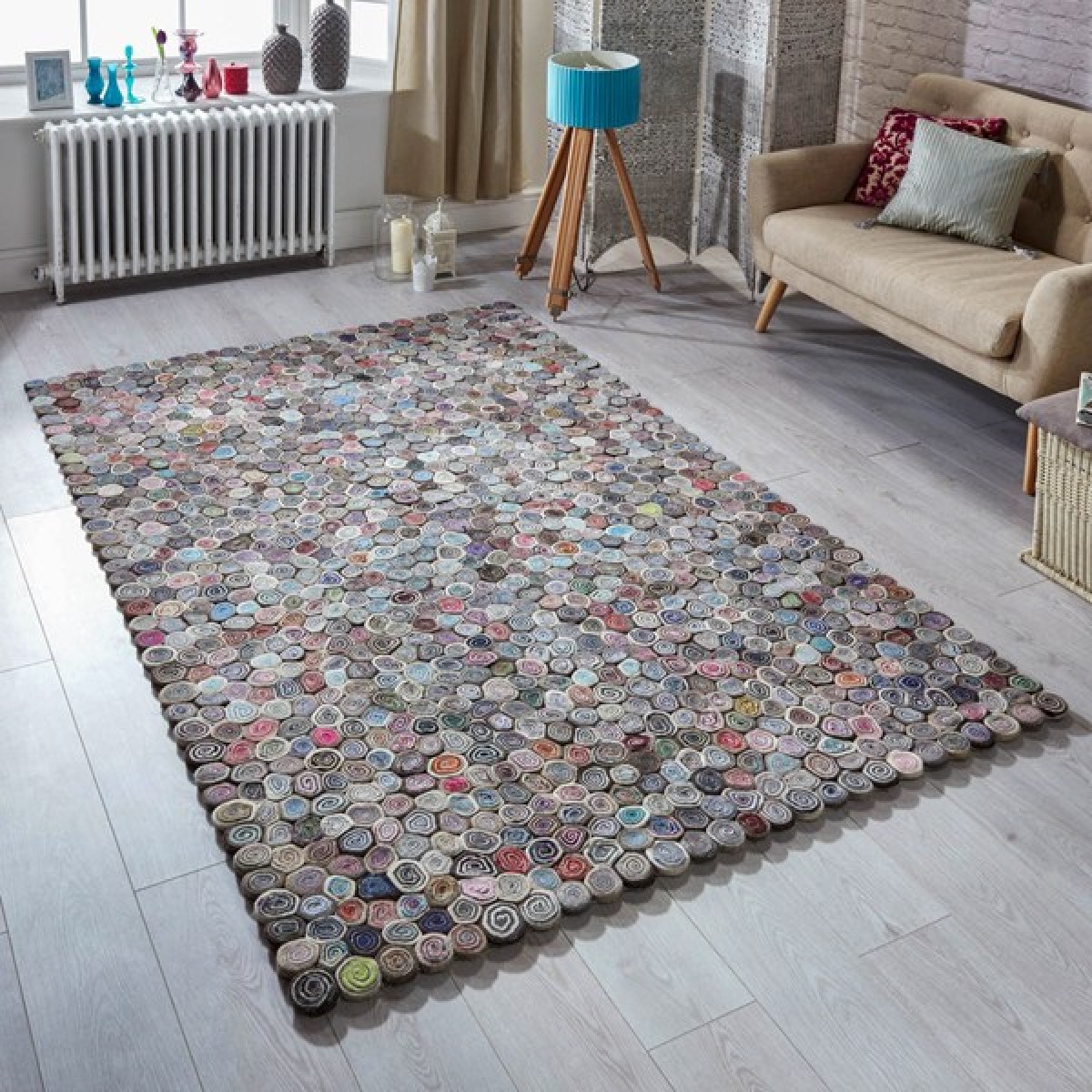 Sushi Multi Abstract Wool Felt Rug