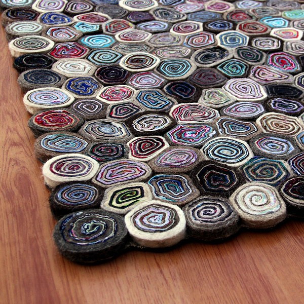 Sushi Multi Abstract Wool Felt Rug